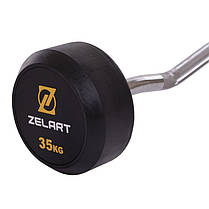 Штанга фіксована вигнута прогумована Zelart Rubber Coated Barbell TA-2687-35 довжина-95см 35кг Код TA-2687-35, фото 2