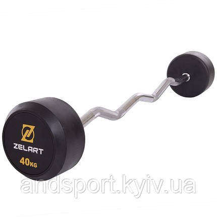 Штанга фіксована вигнута прогумована Zelart Rubber Coated Barbell TA-2687-40 довжина-95см 40кг Код TA-2687-40, фото 1