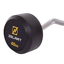 Штанга фіксована вигнута прогумована Zelart Rubber Coated Barbell TA-2687-40 довжина-95см 40кг Код TA-2687-40, фото 2