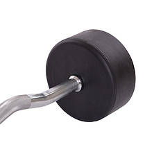 Штанга фіксована вигнута прогумована Zelart Rubber Coated Barbell TA-2687-40 довжина-95см 40кг Код TA-2687-40, фото 3