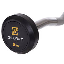 Штанга фіксована вигнута прогумована Zelart Rubber Coated Barbell TA-2687-5 довжина-95см 5кг Код TA-2687-5, фото 2