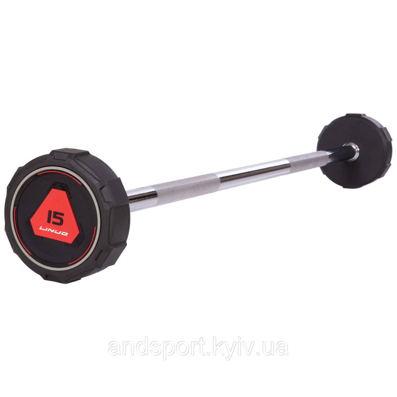 Штанга фіксована пряма поліуретанова LI NUO TA-3622-15 довжина-111см 15кг Код TA-3622-15
