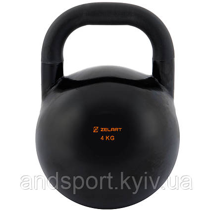 Гіря сталева чорна пофарбована Zelart TA-7795-4 4кг чорний Код TA-7795-4, фото 1
