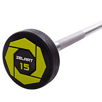 Штанга фіксована пряма поліуретанова Zelart Urethane Barbell TA-2689-15 довжина-104см 15кг Код TA-2689-15, фото 2
