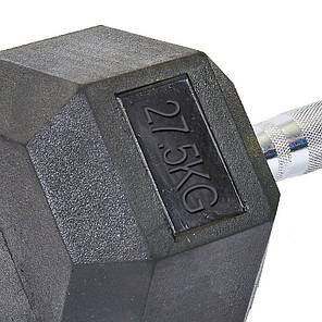 Гантель цільна шестигранна SP-Planeta SC-8013-27,5 1шт 27,5кг Код SC-8013-27_5, фото 3