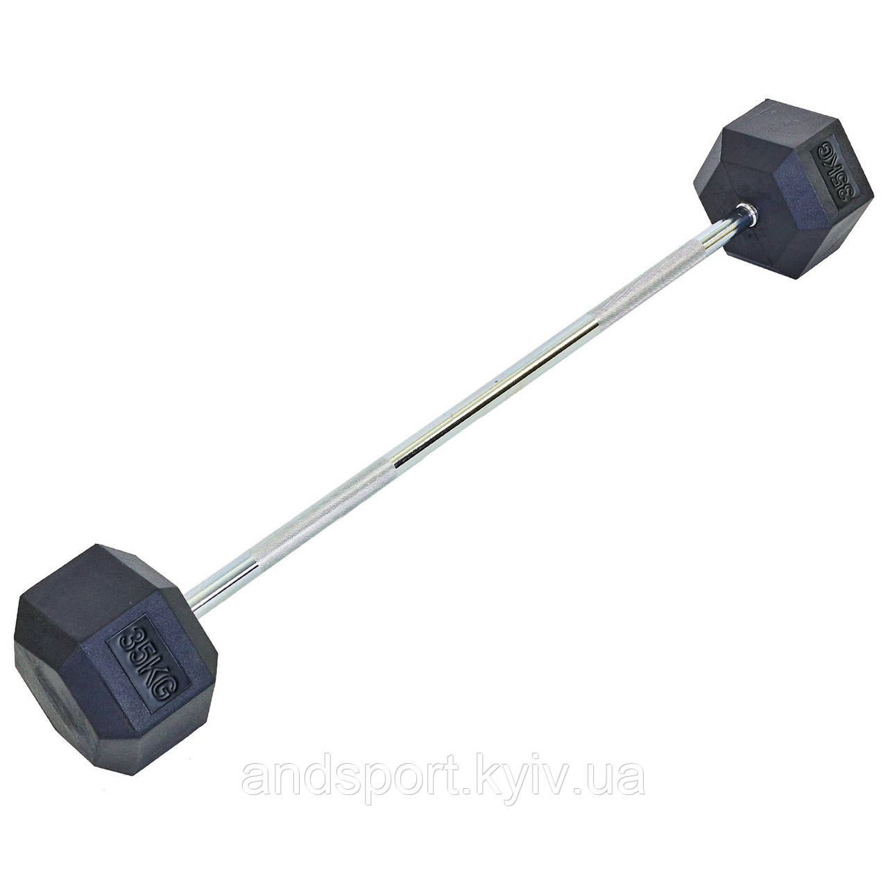 Штанга фіксована пряма прогумована Record Rubber Hexagon Barbell TA-6230-35 довжина-95см 35кг Код TA-6230-35