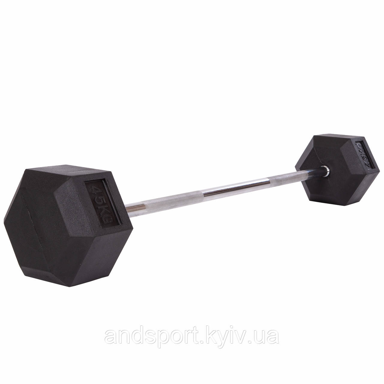 Штанга фіксована пряма прогумована Record Rubber Hexagon Barbell TA-6230-45 довжина-95см 45кг Код TA-6230-45