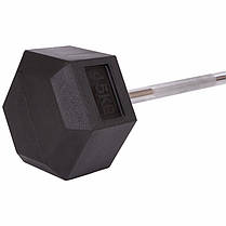 Штанга фіксована пряма прогумована Record Rubber Hexagon Barbell TA-6230-45 довжина-95см 45кг Код TA-6230-45, фото 2