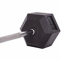 Штанга фіксована пряма прогумована Record Rubber Hexagon Barbell TA-6230-45 довжина-95см 45кг Код TA-6230-45, фото 3