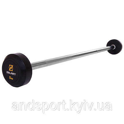 Штанга фіксована пряма прогумована Zelart Rubber Coated Barbell TA-2685-5 довжина-95см 5кг Код TA-2685-5, фото 1