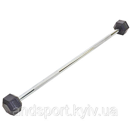 Штанга фіксована пряма прогумована Record Rubber Hexagon Barbell TA-6230-15 довжина-95см 15кг Код TA-6230-15, фото 1