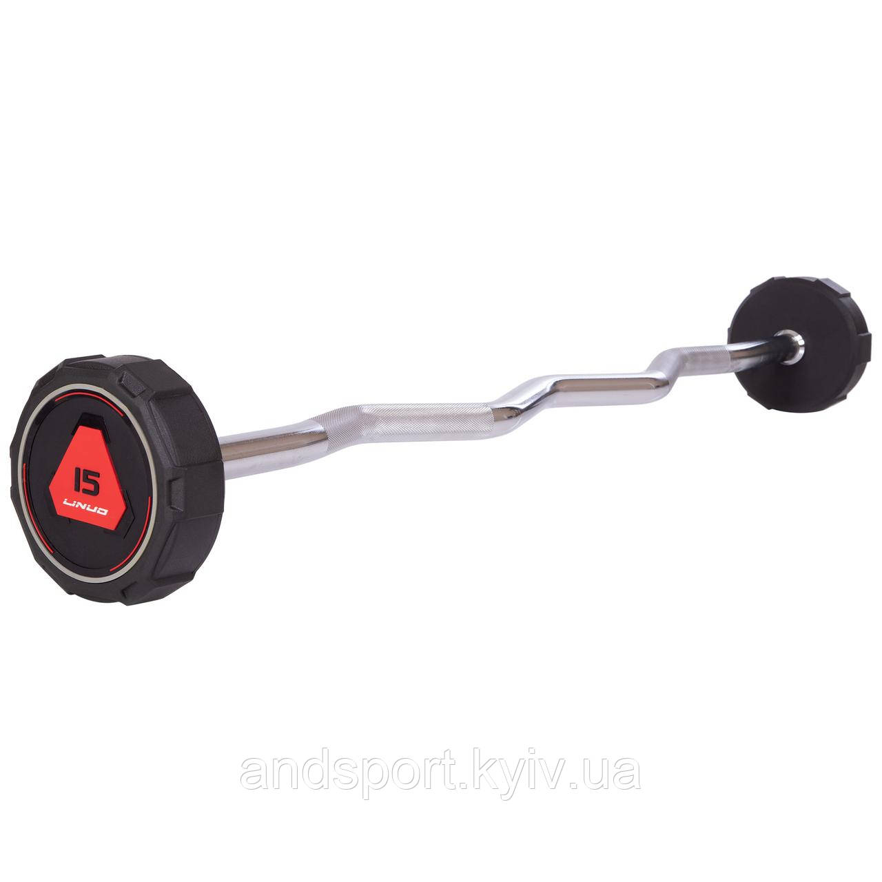 Штанга фіксована вигнута поліуретанова LI NUO TA-3623-15 довжина-111см 15кг Код TA-3623-15