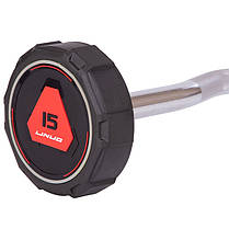 Штанга фіксована вигнута поліуретанова LI NUO TA-3623-15 довжина-111см 15кг Код TA-3623-15, фото 2