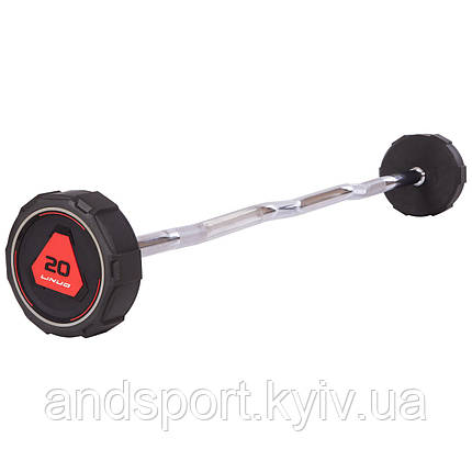 Штанга фіксована вигнута поліуретанова LI NUO TA-3623-20 довжина-113см 20кг Код TA-3623-20, фото 1