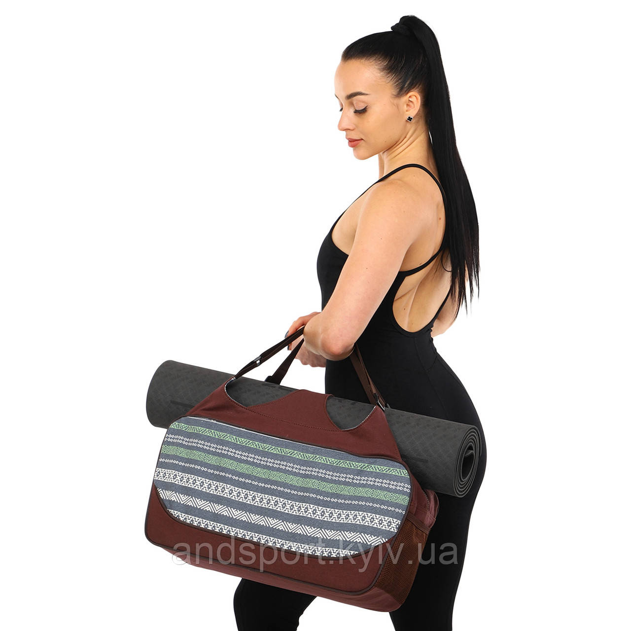 Сумка для фітнесу та йоги KINDFOLK Yoga bag SP-Sport FI-8366-3 сірий-синій Код FI-8366-3
