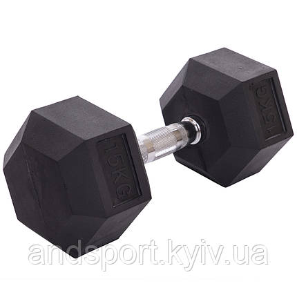 Гантель цільна шестигранна Zelart TA-2679-15 1шт 15кг Код TA-2679-15, фото 1