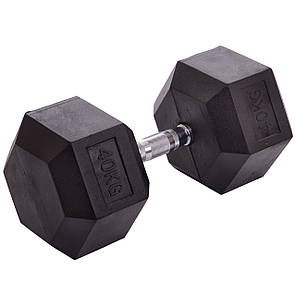 Гантель цільна шестигранна Zelart TA-2679-40 1шт 40кг Код TA-2679-40, фото 1