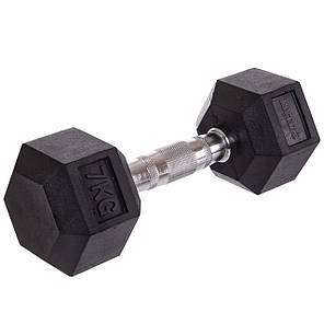 Гантель цільна шестигранна ZELART TA-5159-7 1шт 7кг Код TA-5159-7, фото 1