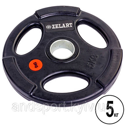 Диски для штанги обгумовані Zelart Z-HIT TA-5160-5 51мм 5кг чорний Код TA-5160-5, фото 1