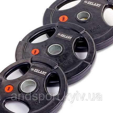 Диски для штанги обгумовані Zelart Z-HIT TA-5160-5 51мм 5кг чорний Код TA-5160-5, фото 2