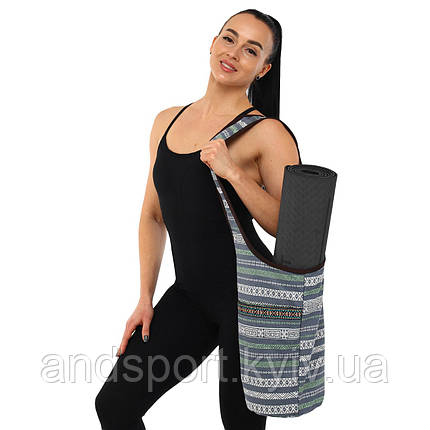 Сумка для фітнесу та йоги через плечо KINDFOLK Yoga bag SP-Sport FI-8364-3 сірий-синій Код FI-8364-3, фото 1
