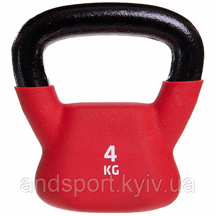 Гиря сталева з вініловим покриттям UFC UHA-69692 вага 4кг червоний Код UHA-69692, фото 1