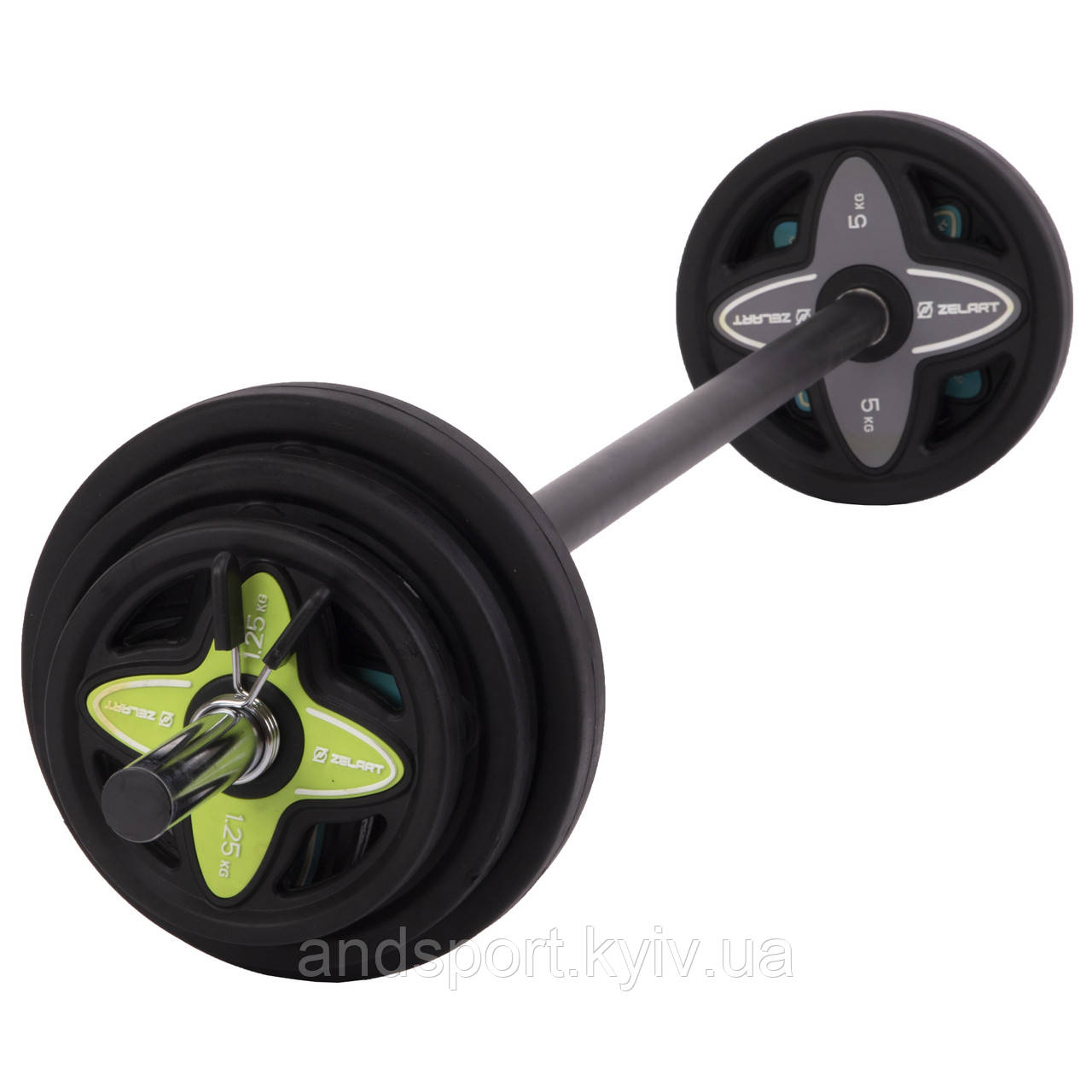 Штанга для фітнесу і аеробіки фітнесу памп Record FI-7216 довжина-1,3м 28мм 20кг чорний Код FI-7216