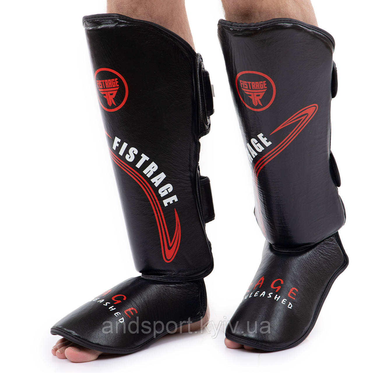 Захист гомілки та стопи Муай Тай, ММА, Кікбоксинг шкіряний FISTRAGE VL-8496 S-XL кольори в асортименті Код VL-8496
