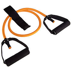 Еспандер трубчастий з ручками з дверним фіксатором FI-2659-OR 40LB (латекc,d-110x6мм, l-120 см, жовтогарячий) Код