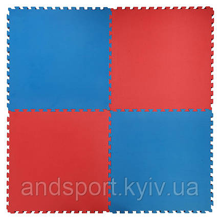 Мат для єдиноборств (хвіст ластівки, будо-мат, мат татамі, мат пазл, мат Даянг) SP-Sport C-1962 червоний-синій, фото 1