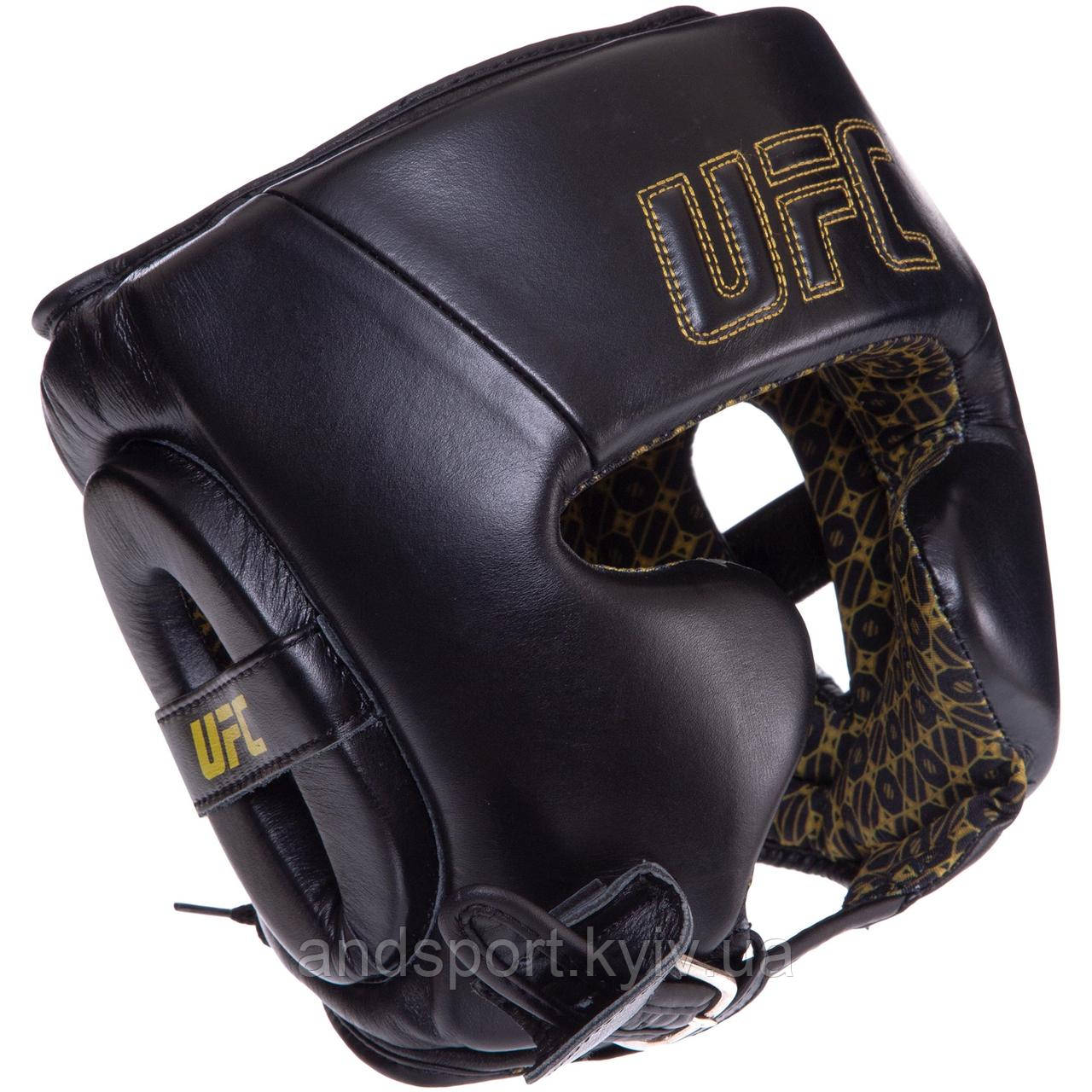 Шолом боксерський у мексиканському стилі шкіряний UFC PRO Prem Lace Up UHK-75056 L-XL чорний Код UHK-75056