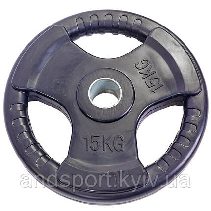 Диски для штанги обгумовані Record TA-5706-15 52мм 15кг чорний Код TA-5706-15, фото 2