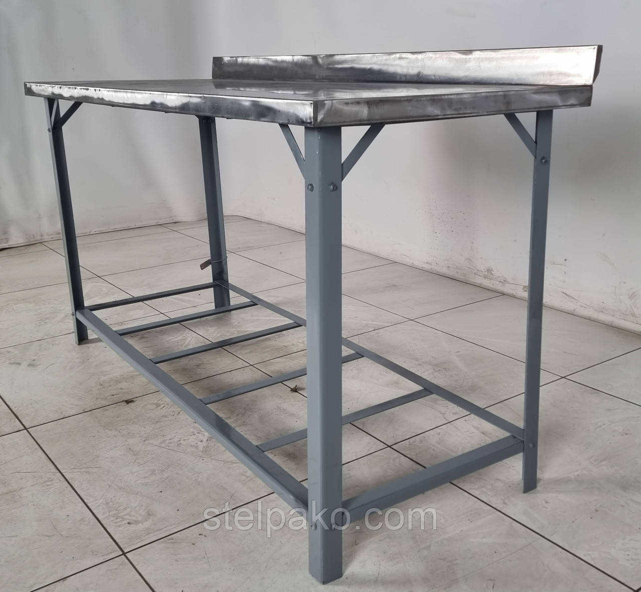 Стіл із нержавіючої сталі на металевій основі, 1500х600х850 мм., Б/у, фото 1