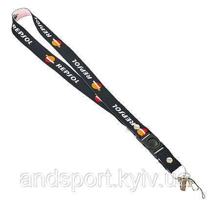 Шнурок для ключів на шию REPSOL SP-Sport M-4559-10 50см чорний-помаранчевий Код M-4559-10, фото 1