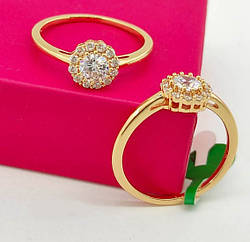 Кільце Квіточок із білими фіанітами медзолото, розмір 17, 18,19