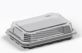 Бокс для суші 168х117 мм. 550 мл. PET чорний із кришкою