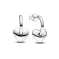 Срібні сережки Pandora відкриті хопи із серцями 293460C00