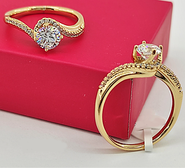 Кільце Сяйво з красивим фіанітом у центрі, розмір 18,19