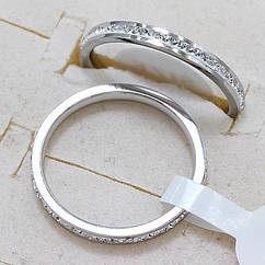 Кільце Афіна з доріжкою з фіанітів, біле медзолото, розмір 16,17