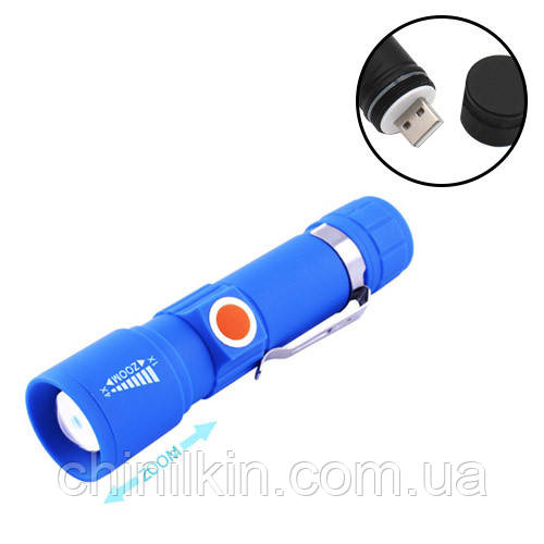 Ліхтарик 416-XPE, Li-Ion акум., zoom, ЗП USB, тех.упак., фото 1