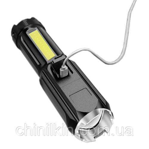 Ліхтарик 81022-XPE+COB, Li-Ion акумулятор, zoom, ЗП Type-C, фото 1