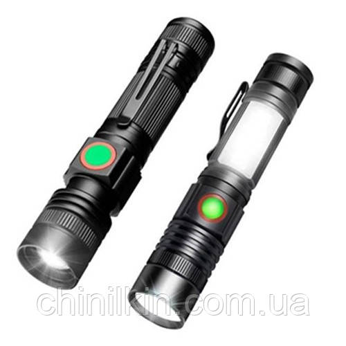 Ліхтарик BL-502-T6+COB, 1x18650, магніт, зажим, zoom, ЗП microUSB, фото 1