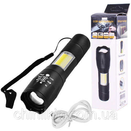 Ліхтарик Police 1831-T6+COB, Li-Ion акум., ремінець, zoom, ЗП microUSB, фото 1