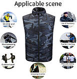 Термо жилет з підігрівом МК156 розмір 4ХЛ камуфляж, 9 зон обігріву, 3 режими регулювання температури 25-55 ° C, фото 10