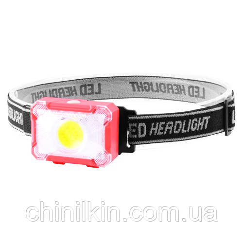 Ліхтарик налобний 1302+COB, 3xAAA, фото 1