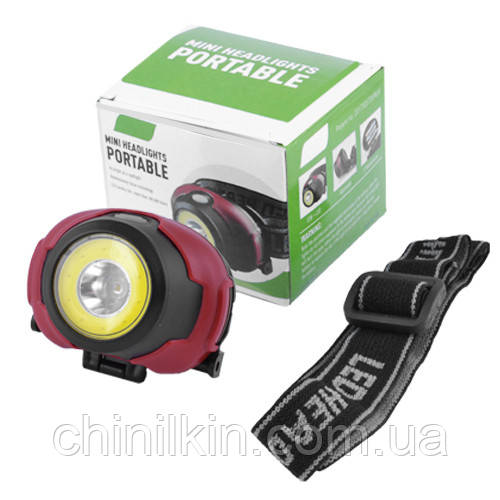 Ліхтарик налобний 1802-COB+LED, 3xAAA, фото 1