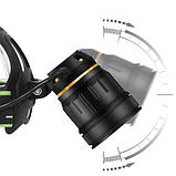 Ліхтарик налобний PLD-A12-TG, 2x18650, zoom, ЗУ microUSB, фото 2