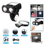 Ліхтарик налобний SH-T808-2XPE+20SMD (White+red), Motion Sensor, Li-Ion акумулятор, ЗУ Type-C, фото 2