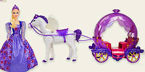 Музична карета 234А з лялькою 29 см, кінь 31 см, ходить, звуковий супровід