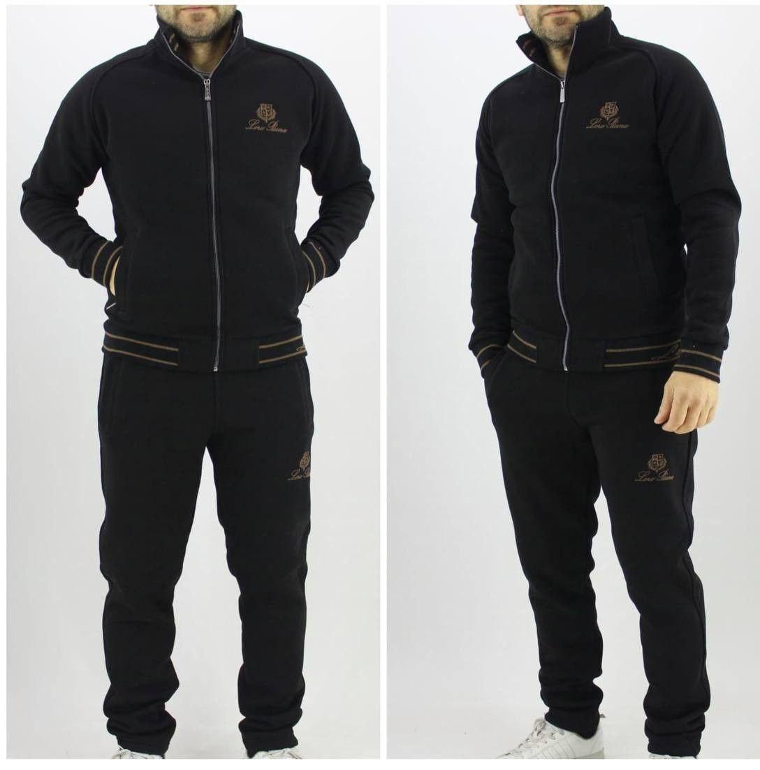 Чоловічий зимовий спортивний костюм LORO PIANA CK8834 чорний на флісі L, фото 1